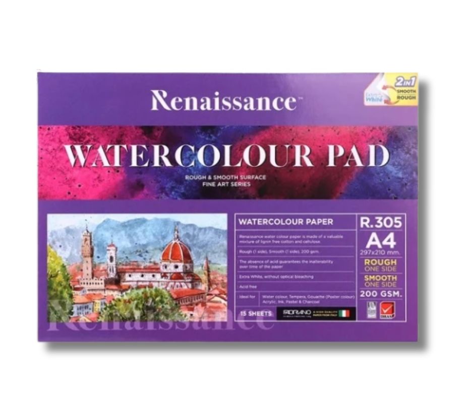 กระดาษ 100 ปอนด์ A4 200g หยาบและเรียบในแผ่นเดียว (15แผ่น/เล่ม)R.305  Renaissance
