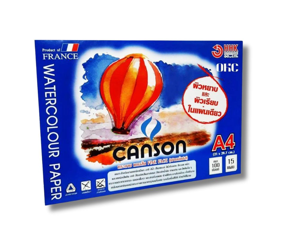 กระดาษ 100 ปอนด์ A4 200g หยาบและเรียบในแผ่นเดียว (15แผ่น/เล่ม) Canson
