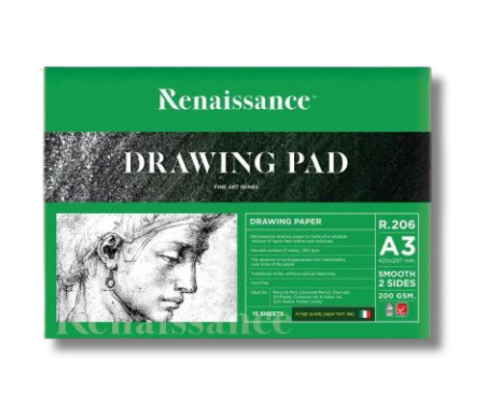 กระดาษ 100 ปอนด์ A3 เต็ม 300g เรียบทั้ง2หน้า (10แผ่น/เล่ม)R.206  Renaissance