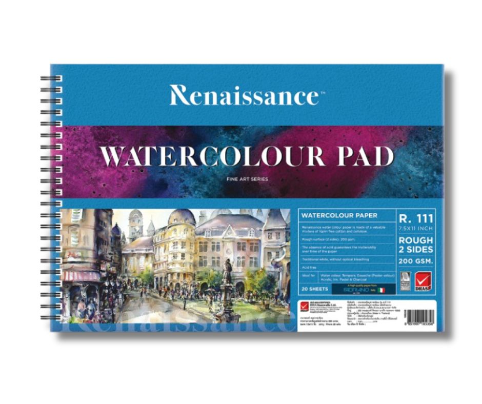 กระดาษ 100 ปอนด์  200g หยาบทั้ง2หน้า ขนาด 7.5x11 นิ้ว (20แผ่น/เล่ม)R.111 Renaissance